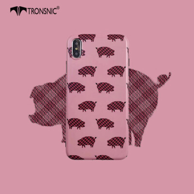 

Tronsnic Cartoon Pigs Phone Case for iPhone 6 6s Plus Matte Plaid Soft Case Pink Silicone Covers Capa