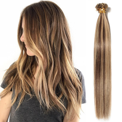 

Fusion Hair Extensions Invisible NailU Tip Glue Real Human Hair Extensions Real Soft Hair Extensions 50 strands50g