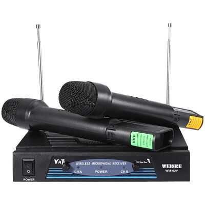 

WEISRE WM - 03V Professional 210 - 280MHz VHF Wireless Handheld Dual Channel Transmitter Mic Set