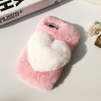 

Love Heart Case For Oppo A53 Cute Rabbit Cover Hairy Fur Fluffy Phone Case