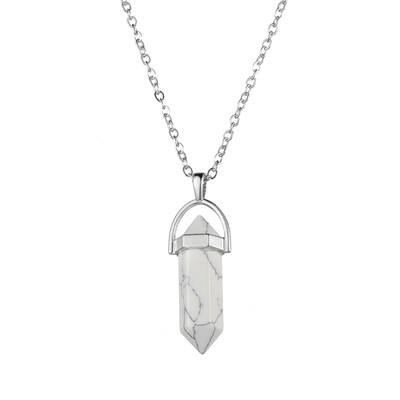 

Fashion Woman Girl Jewelry Gemstone Necklace Natural Stone Hexagonal Pointed Reiki Chakra Pendant Crystal Necklace Chain 13