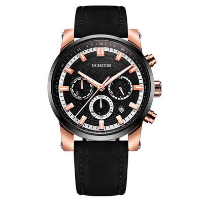 

OCHSTIN Business Men Watch Leather Strap Quartz Sport Wristwatch Calendar Fashion Casual Male Luminous Watches