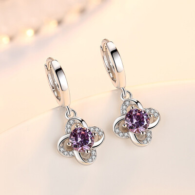 

Cubic Zirconia Small Hoop Earrings For Women Flower Pendant Earrings Anniversary Fashion Jewelry Brithday Gift E166