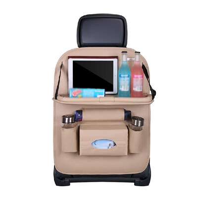 

New Car Seat Back Bag Folding Table Organizer Pad Drink Chair Storage Pocket Box Automobile Accessories Pink