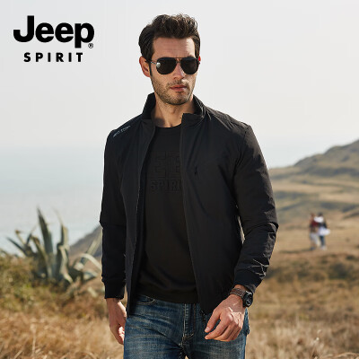 

JEEP Jeep Jacket Men 2019 Spring New Casual Mens Stand Collar Short Jacket Mens Shirt JPL2677 Black XL