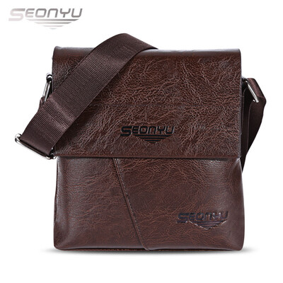 

SEONYU Business Vertical Style PU Leather Half Flap Shoulder Crossbody Bag for Men
