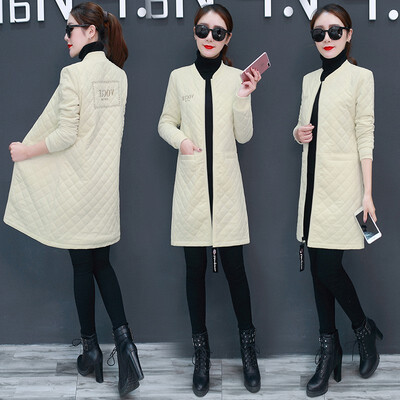

Long section thick cotton coat female down cotton padded cotton baseball uniform coat gold velvet jacket 90321