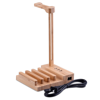 

Wooden Headphone Stand Universal Charging Earphone Hanger Holder