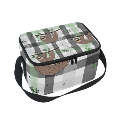 

ALAZA Lunch Box Insulated Cute Doodle Sloth Print Lunch Bag Large Cooler Tote Bagfor Men Women