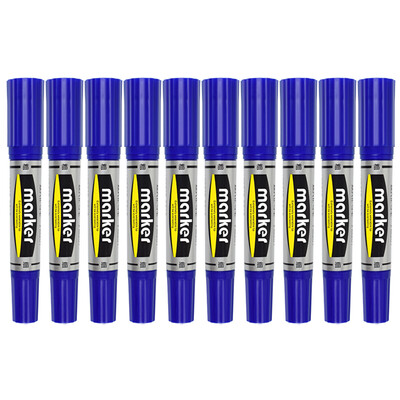 

Fudek 10 sticks big double head dual-use oily marker quick-drying logistics pen blue FM201