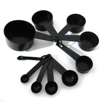 

Black Plastic Measuring Cups 10PCS LOT Measuring Spoon Kitchen Tools for Baking Coffee Tea
