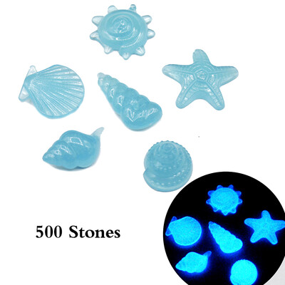 

500pcsBag Glow in Dark Stone DIY Home Decor Luminous Pebbles Colorful Sea Conch Shell Starfish Rocks for Aquarium Fish Tank