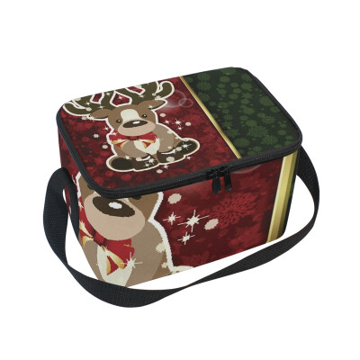 

ALAZA Lunch Box Insulated Lunch Bag Large Cooler Christmas Decoration And Snowflakes Tote Bag