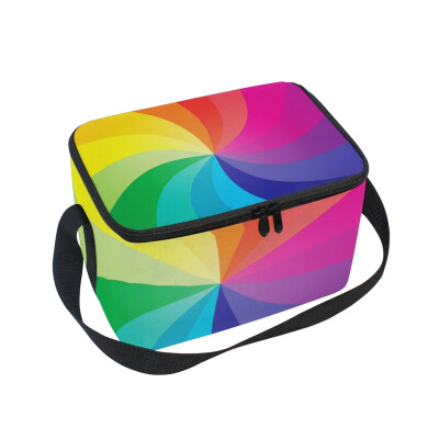 

Lunch Box Insulated Lunch Bag Large Cooler Colorful Spin Rainbow Tote Bagfor Kids Men Women