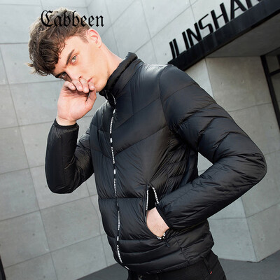 

Carbine Mens Down Jacket Mens Short Slim Stand Collar Green Young Thin Autumn Winter 2018 New Jacket Korean Wave B Big Red 14 52180XL