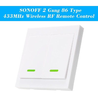 

SONOFF Push Button Wall Light Switch Remote Controller 2 Gang 86 Type ONOff Switch Panel 433MHz Wireless RF Remote Control Transm