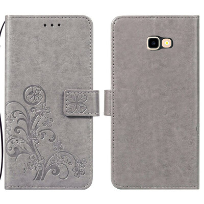 

Samsung Galaxy J4 Core Lucky Clover Embossed Leather Case - Grey