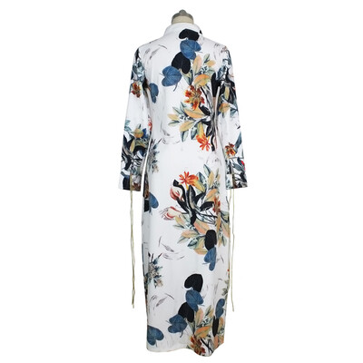 

Fashion Women Long Sleeve Ethnic Floral Print Cardigan Shirt Summer Shirt Kimono Tunic Beach Cover Up White