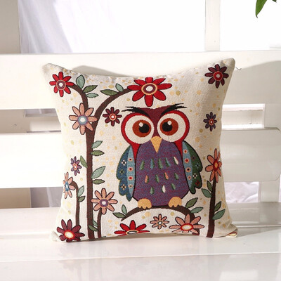 

bveteeOwl Cotton Cushion Covers Sofa Cushion Cases Cotton Linen Cushion Decorative Pillows Pillow Cover CoussinNo Inner