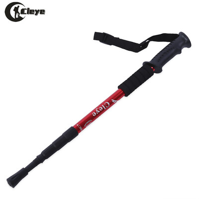 

CLEYE 4 Joint Anti-shock Trekking Straight Shank Alpenstock Walking Stick with Mud Tray