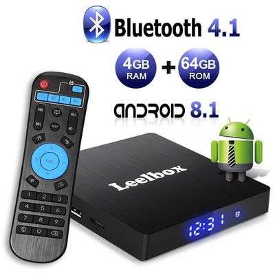 

Leelbox Q4 MAX Android 81 TV Box 4GB RAM64GB ROM Quad-Core 24GHz Support BT 41WiFi3D4KH265