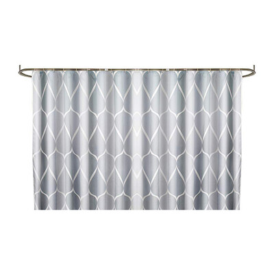 

UpperX Gray Smart Printed PatternMildew Proof Waterproof Polyester Fabric Shower Curtain Free Hooks Bathroom