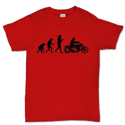 

EvolutionofBikerRiderCruiserT-shirtRED  Red