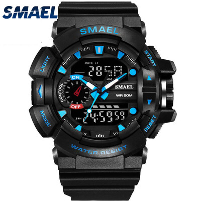 

Mens Stylish Sports Multi-function Electronic Waterproof Watch Dual Display Wristwatches