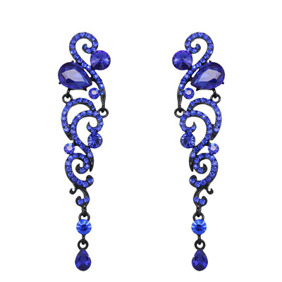 

"8 Colors Luxury Crystal Wedding Earrings for Bridesmaid Silver Long Earrings for Women Bridal Fashion Jewelry "