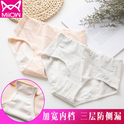 

Cat Man MiiOW Womens Underwear Womens Physiological Pants Menstrual Leakproof Mid-Waist Briefs Physiological Safety Pants 2 Pack Skin Color Light Gray L