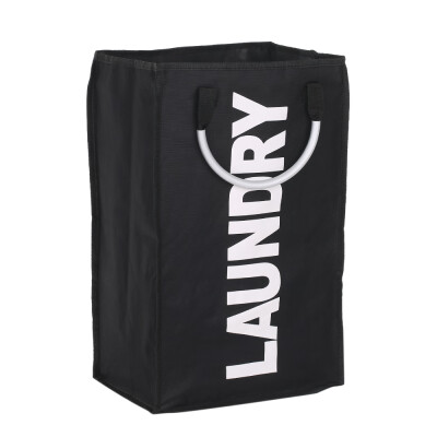 

Practical Foldable Laundry Bag Washing Dirty Clothes Laundry Basket Durable Storage Bag with Alloy Handle--Black