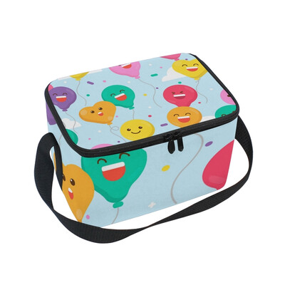 

Lunch Box Insulated Lunch Bag Large Cooler Smile Hearts Balloon Tote Bagfor Kids Men Women