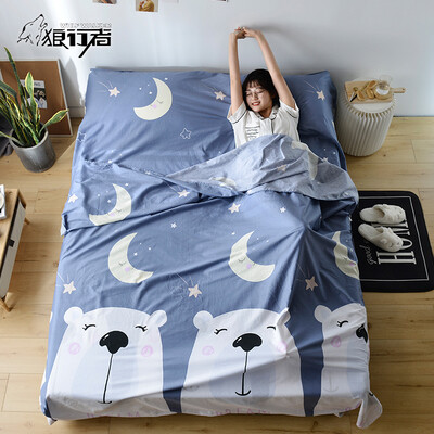 

Wolf walker dirty sleeping bag cotton portable travel tourist hotel hotel anti-dirty sheets adult indoor bear blue 200230cm LXZ-2033