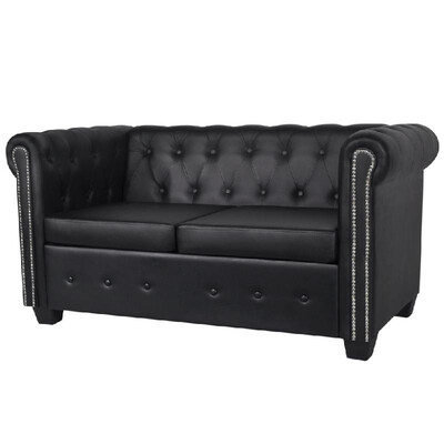 

Chesterfield 2-Seater Artificial Leather Black