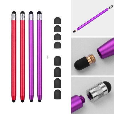 

2 in 1 Universal Touchscreen Stylus Pen for All Touchscreen Tablets Cell Phones with 8 Extra Replaceable Soft Rubber Tips 4pcs Red
