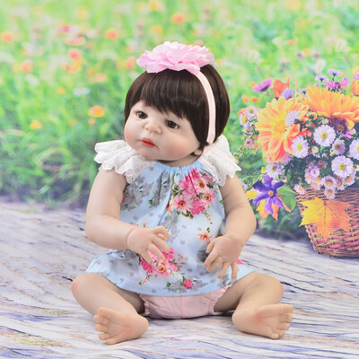 

Collectible 23 Inch Reborn Baby Dolls Full Body Silicone Handmade Human Gold Hair Baby Doll For Girl Kid Birthday Gift Play Toy