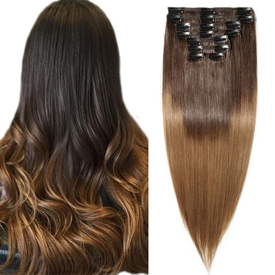 

100 Remy Human Hair Real Thick Women Girls Long Straight Full Head Hair Extension Clip In Hair Extension