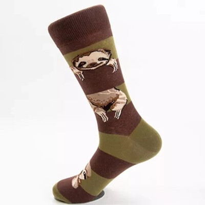 

Aa-Shop 1 Pair Men Women Sloth Cartoon Cotton Mid Tube Stripe Socks