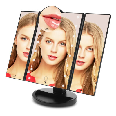 

LED Three Sides Folding Portable Desktop Makeup Mirror