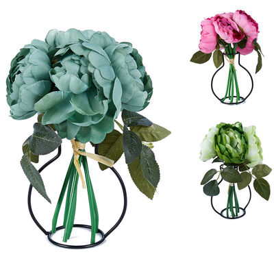 

UpperX 5 head silk rose multilayer artificial flower wedding hand flower bouquet home office garden decorationpink