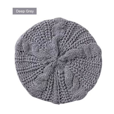 

Winter Warm Women Knitted Braided Beanie Hats Wool Crochet Slouchy Beanies Lady Beret Hat Ski Cap