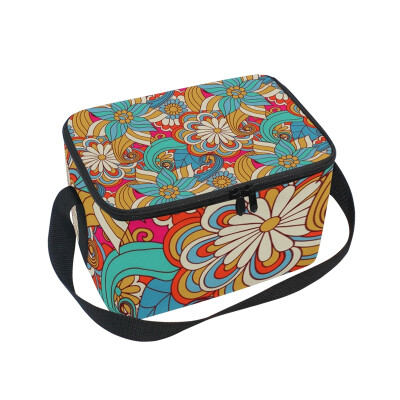 

ALAZA Lunch Box Insulated Lunch Bag Large Cooler Colorful Art Floral Tote Bag