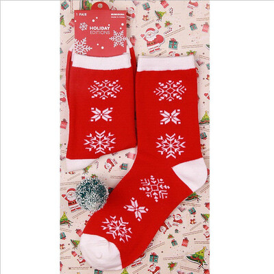 

Womens Mens Xmas Socks Cotton Soft Thick Socks Snowman Snowflake Deer Print