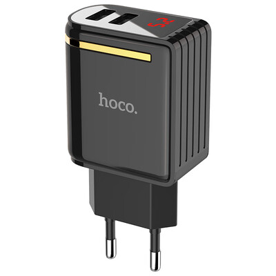 

HOCO 5V24A 2 Ports USB Wall Fast Charging Charger EU US Plug Power LED display Adapter For iPhone X   Max XR Samsung xiaomi