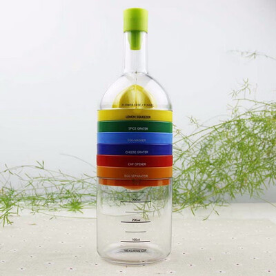 

8-in-1 Bottle Shape Multifunction Kitchen Helper Tools Grater Juicer Grinder Funnel Measuring Bottle set Kitchenware Gadgets