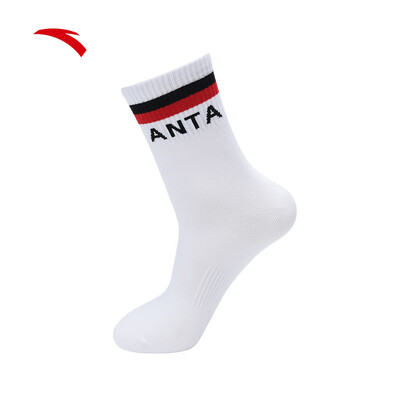 

Anta ANTA 99918302 Mens Sports Socks Cotton Socks Mens Socks Casual Sweat in the Tube Cotton Socks Stockings Socks White S