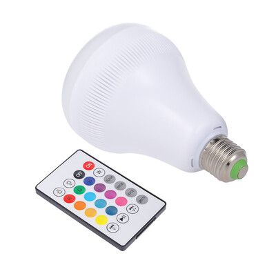 

Intelligent LED Light Bulb w Integrated Bluetooth Speaker E27 7W RGB Flame Lamp w 13 Colors Wireless Stereo Audio w 24 Keys IR