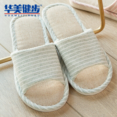 

Colorful Steps Slippers Men&women models Sandals Linen Cotton&linen Couples Four Seasons Home Breathable Comfortable Horizontal Stripe Floor Drag Fashion Simple HM9905 Light Green 38 Codes A 39 Codes