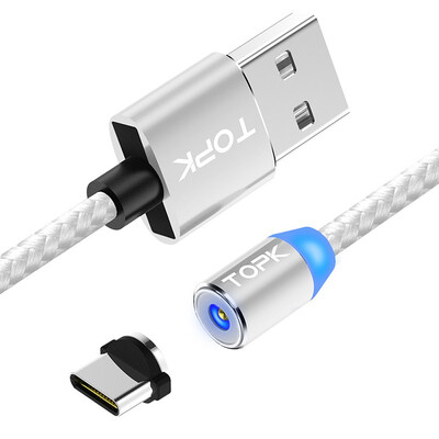

TOPK R-Line2 1M33ft LED Magnetic Type-C USB Cable Premium Nylon Braided Magnet Type-C Charger Cable for Type-C USB Port