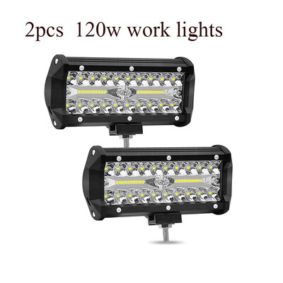 

car working lights 12v 120w spotlights auxiliary lamp moto headlamp 12000lm led light bar 6-inch car roof Strip Light SUV ATV